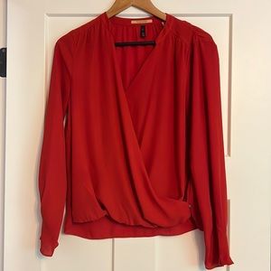 Scotch & Soda Red chiffon v-neck blouse - Size Small